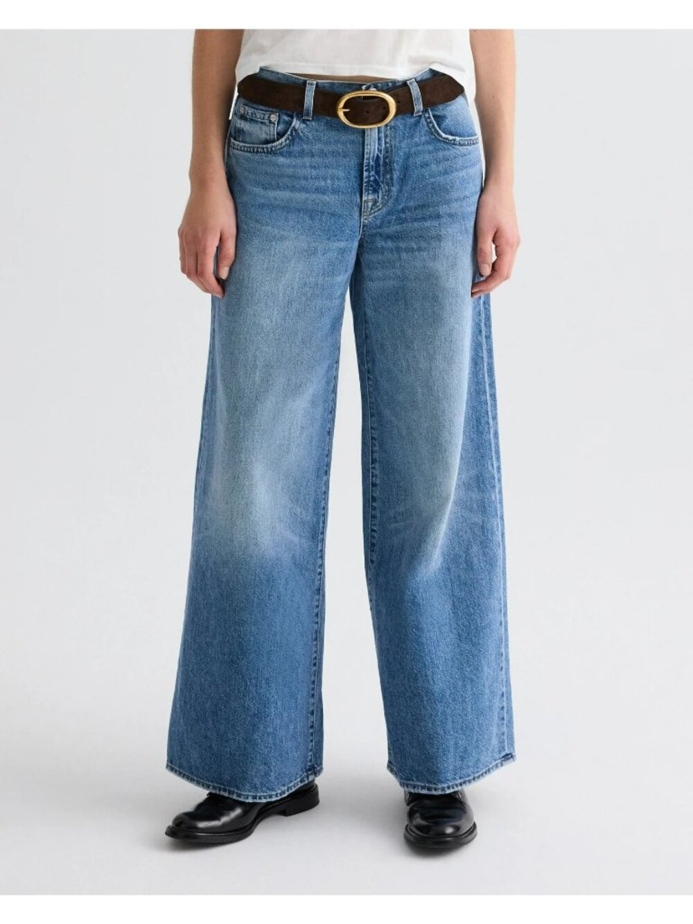 TWP $495 Tiny Dancer Jeans Vintage Wash Blue Jeans 23 Wide Leg Made in USA